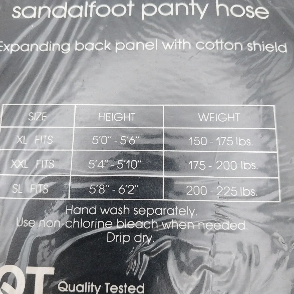 Vtg. XL White Nylon Sandalfoot Pantyhose Gold Circle Leg Views 150-175 Ib 2 pair